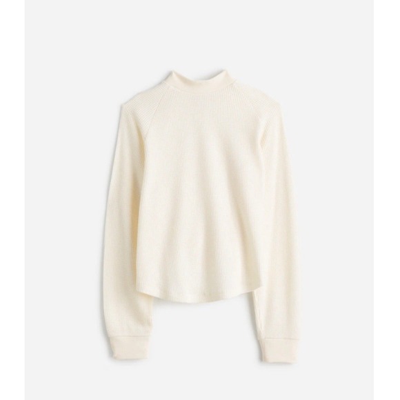Madewell Waffle-Knit Long-Sleeve‎ Crewneck Size XS Off White Cream - Picture 2 of 7